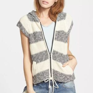 Free People Regatta Oversized Striped Zip Hoodie
